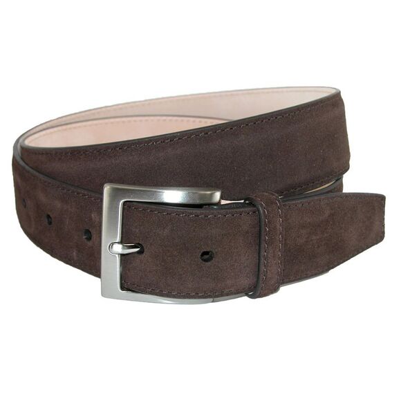 CrookhornDavis Men\'s Siena Suede Calfskin Dress Belt with Solid Brass Buckle
